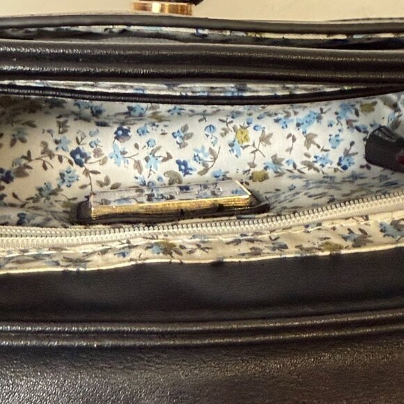 Moda Luxe Black Crossbody Bag Faux Suede Vegan Leather Tassel Accent Adjustable - Picture 8 of 16